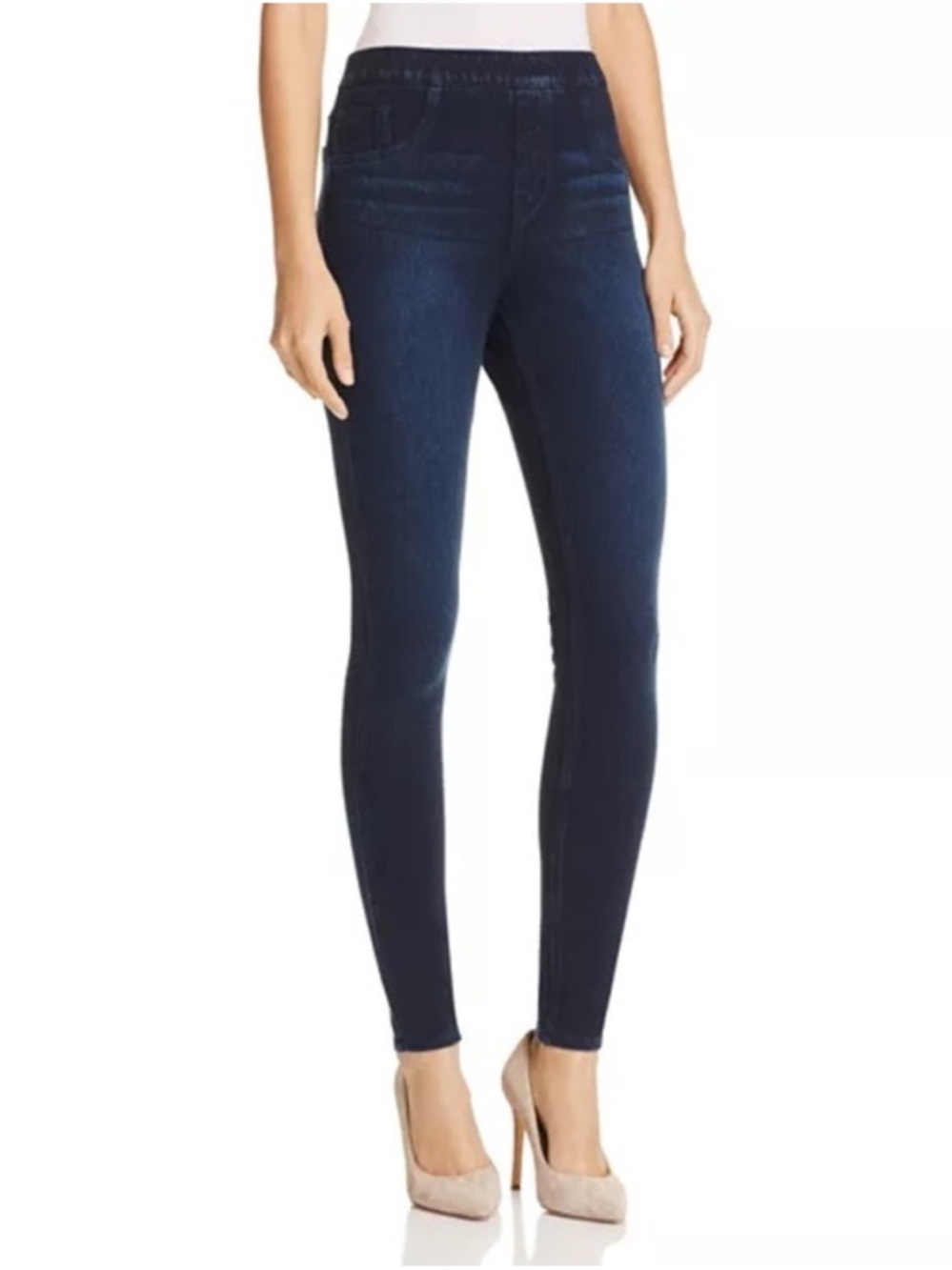 SPANX Jean-ish Leggings Dark Wash Skinny Jeggings Stretch Denim Twilight Rinse